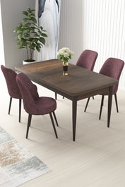 Hanah Home Juego de Mesa y Sillas de Comedor Barroco y Rosa Polvoriento